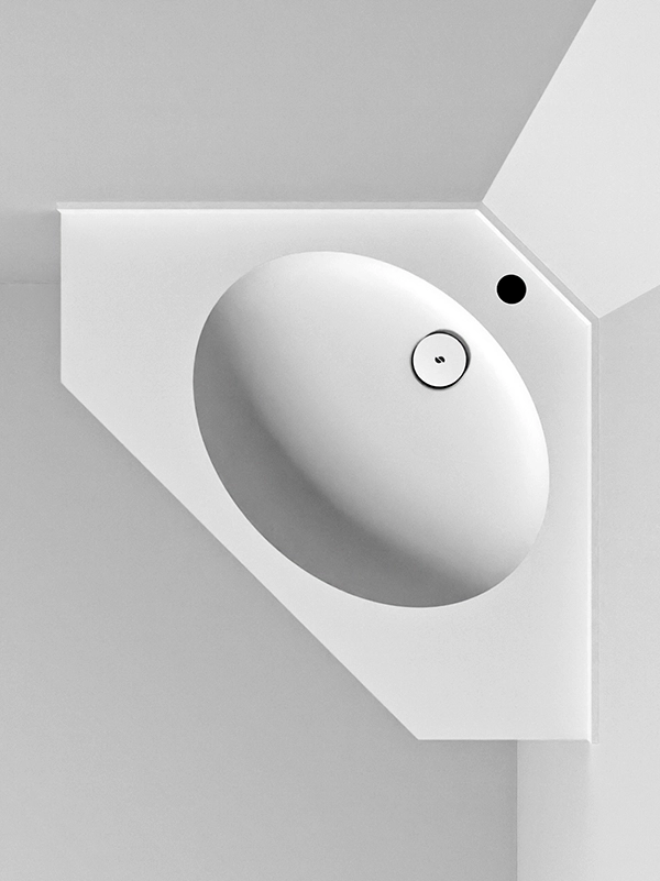 Plan vasque d'angle en Solid Surface