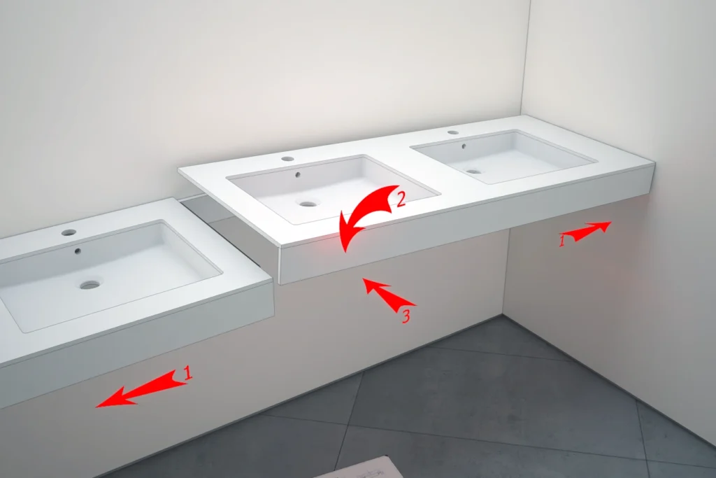 Pose d'une vasque entre murs - en 2 parties