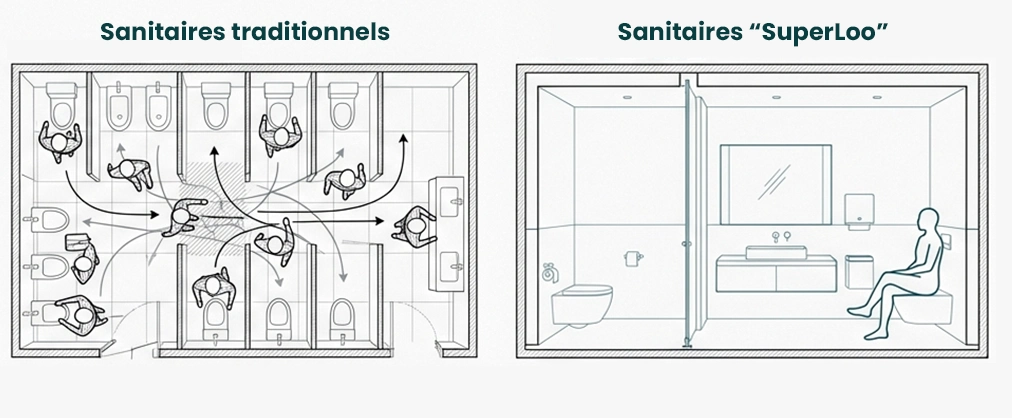 Sanitaires traditionnels vs Sanitaires Superloo